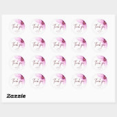 Pink Flower Minimalist elegant Dank u Ronde Sticker (Vel)