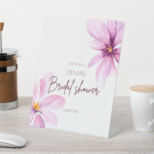 Pink Flower Minimalistisch Vrijgezellenfeest Welko Reclamebord Met Voetstuk (Insitu)