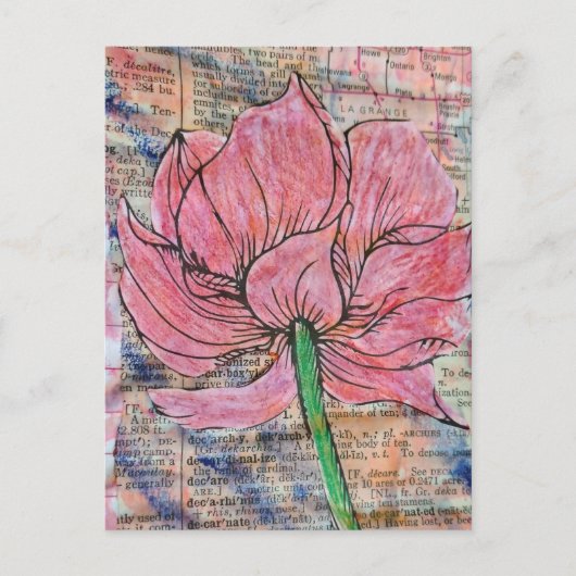 Pink Flower Mixed Media Collage Briefkaart (Voorkant)