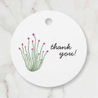 Pink Flower Ocotillo Cactus Bridal Shower Bedankjes Labels