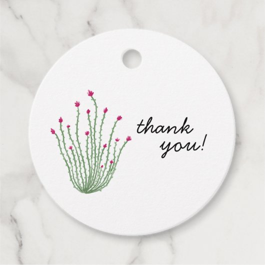 Pink Flower Ocotillo Cactus Bridal Shower Bedankjes Labels (Voorkant)