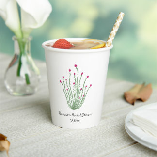 Pink Flower Ocotillo Cactus Bridal Shower Papieren Bekers