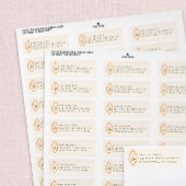 Pink Flower Orange Ogee Antique Serif Text Etiket