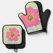 Pink Flower Ovenwant & Pannenlap Set (Voorkant / Achterkant)