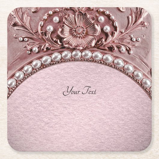 Pink Flower Paper Coaster Kartonnen Onderzetters (Voorkant)