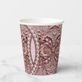 Pink Flower Paper Cups Papieren Bekers (Achterkant)
