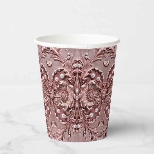 Pink Flower Paper Cups Papieren Bekers (Rechts)