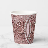 Pink Flower Paper Cups Papieren Bekers (Voorkant)