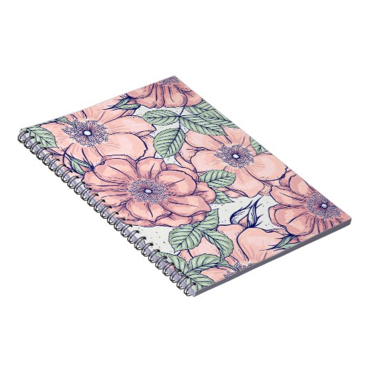 Pink Flower Pattern | Notebook Journal Notitieboek (Rechterzijde)