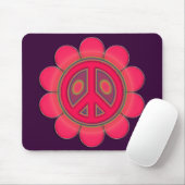 PINK FLOWER PEACE SIGN MUISMAT (Met muis)