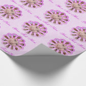 PINK FLOWER PHOTO & CUSTOM TEKST WRAPPINGPAPIEREN CADEAUPAPIER (Hoek)