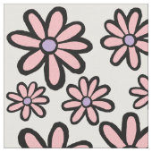 Pink Flower Power Pattern 1970 Geïnspireerd Stof (Close Up)