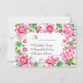 Pink Flower Response Kaart met maaltijdopties (Voorkant)