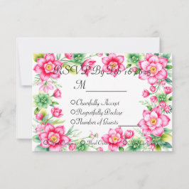 Pink Flower Response Kaart met maaltijdopties