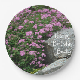 Pink Flower Rock Garden Papieren Bordje
