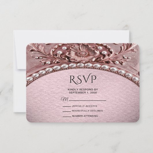 Pink Flower RSVP Card Kaartje (Voorkant)