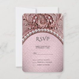 Pink Flower RSVP Card Kaartje