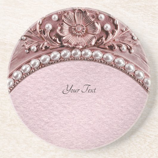 Pink Flower Sandstone Coaster Zandsteen Onderzetter (Voorkant)