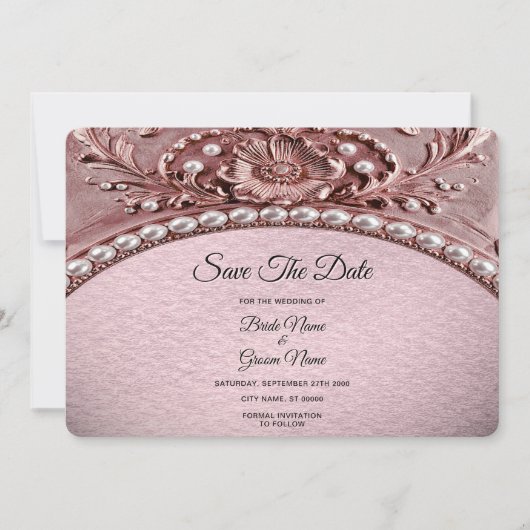 Pink Flower Save The Date (Voorkant)