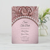 Pink Flower Save the Date (Staand voorkant)