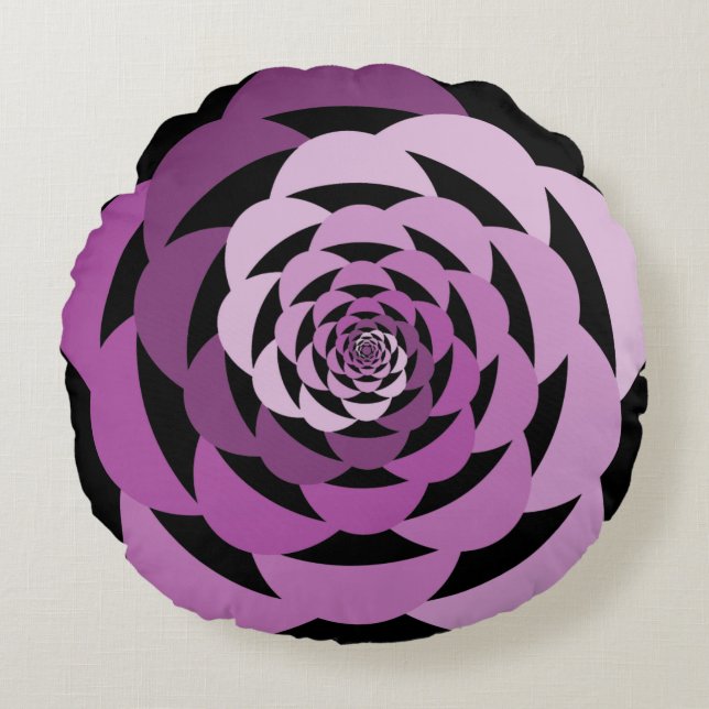 Pink Flower Spiral Ombre Round Pillow Rond Kussen (Voorkant)