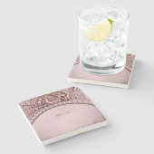 Pink Flower Stone Coaster Stenen Onderzetter (Zijkant)