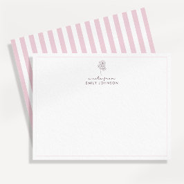 Pink flower & Stripes a Note From Flat Note Card Kaart