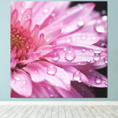 Pink Flower Super Macro met regendruppels Canvas Afdruk (Insitu (Houten vloer))