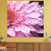Pink Flower Super Macro met regendruppels Canvas Afdruk (Insitu (Woonkamer))