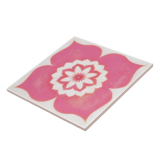 Pink Flower Symbol Decorative Tile Square Tegeltje (Zijkant)