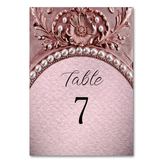 Pink Flower Table Number Kaart (Achterkant)