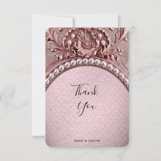 Pink Flower Thank You Card Bedankkaart (Voorkant)