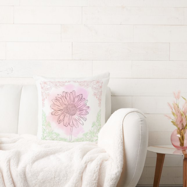 "Pink Flower Throw Pillow" Kussen (Bank)