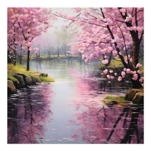 Pink Flower Tree Natuur Foto Afdruk (Voorkant)