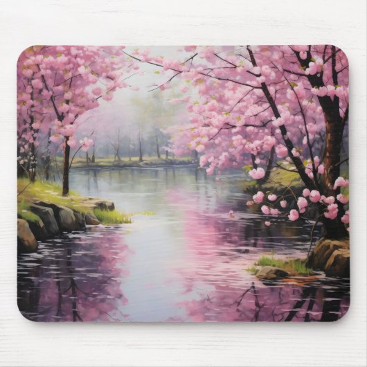 Pink Flower Tree Natuur Muismat (Voorkant)