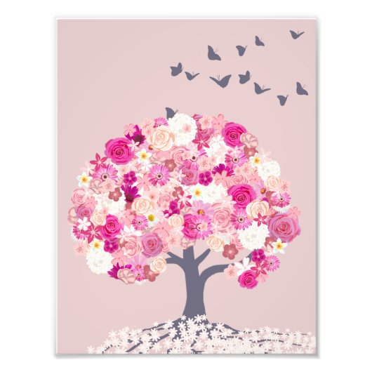 Pink flower tree poster (Voorkant)