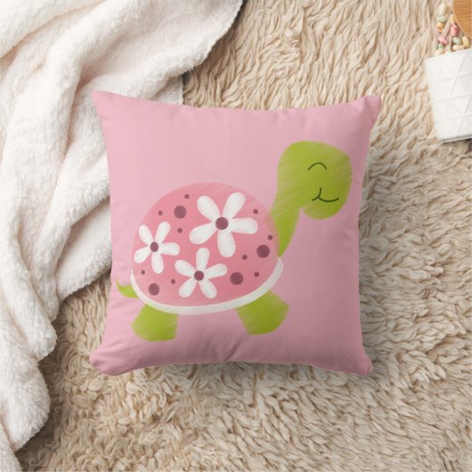 Pink Flower Turtle Sierkussen (Deken)