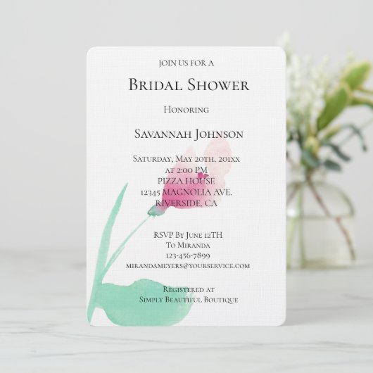 Pink Flower Vrijgezellenfeest Kaart (Staand voorkant)