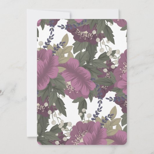 Pink Flower Wedding Invitation Kaart (Achterkant)