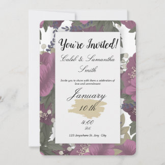 Pink Flower Wedding Invitation Kaart