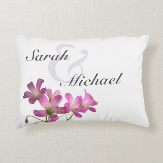 Pink Flower Wedding Pillow Decoratief Kussen (Voorkant)