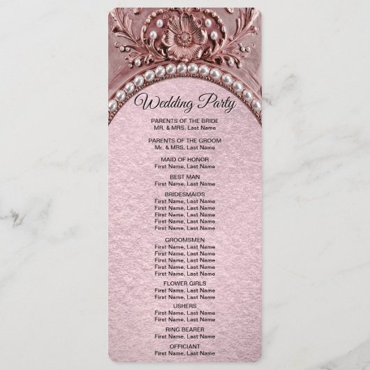 Pink Flower Wedding Program Programmakaart (Achterkant)