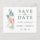 Pink Flower Wedding Save the Date Kaart (Voorkant)