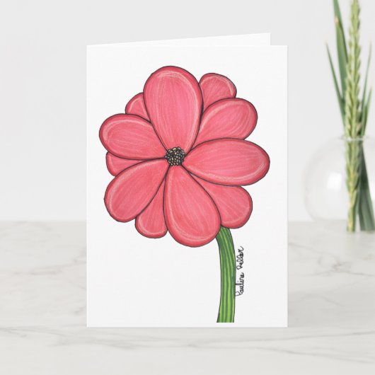 Pink Flower with White background blank Kaart (Voorkant)