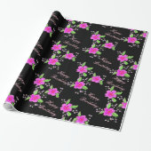 Pink Flowered Happy Birthday Cadeaupapier (Uitgerold)