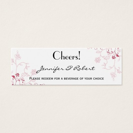 Pink Flowering Vines Drink Ticket Mini Visitekaartjes (Voorkant)