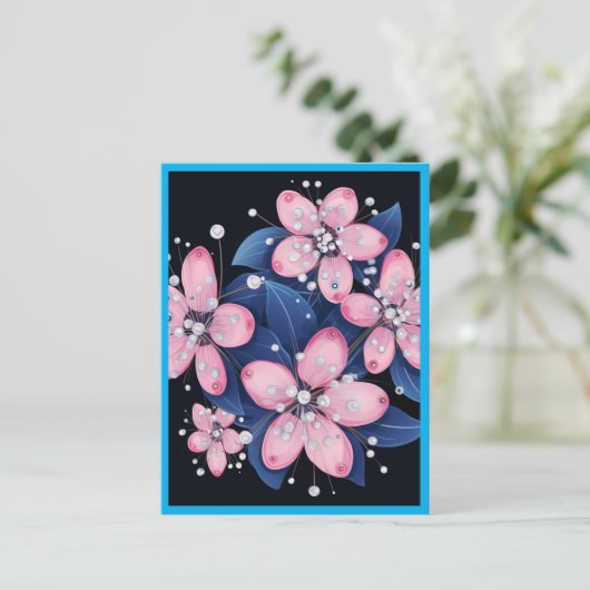 PINK FLOWERS #1 BRIEFKAART (Staand voorkant)