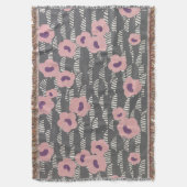 Pink Flowers Abstract Blooms Mid-century Art Deco Deken (Voorkant Verticaal)