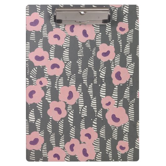 Pink Flowers Abstract Blooms Mid-century Art Deco Klembord (Voorkant)