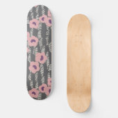 Pink Flowers Abstract Blooms Mid-century Art Deco Persoonlijk Skateboard (Voorkant)